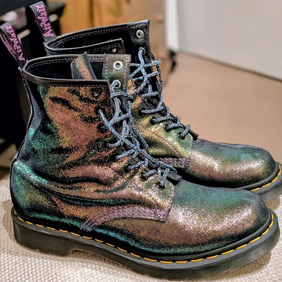 Dr Martens 1460 Disco Iridescent Suede Lace Up Boots Size 10 Doc Martens - Picture 3 of 12